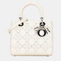 White Medium Perforated Calfskin Cannage Lady Dior