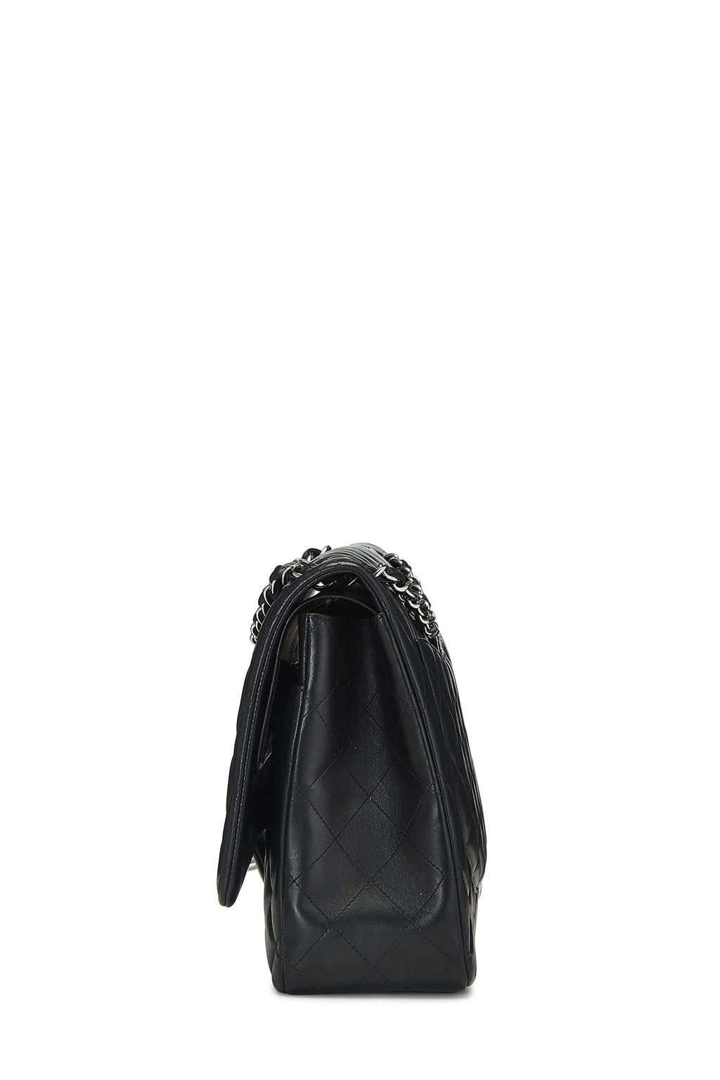 Chanel,  Black Quilted Lambskin New Classic Double Flap Maxi, Black