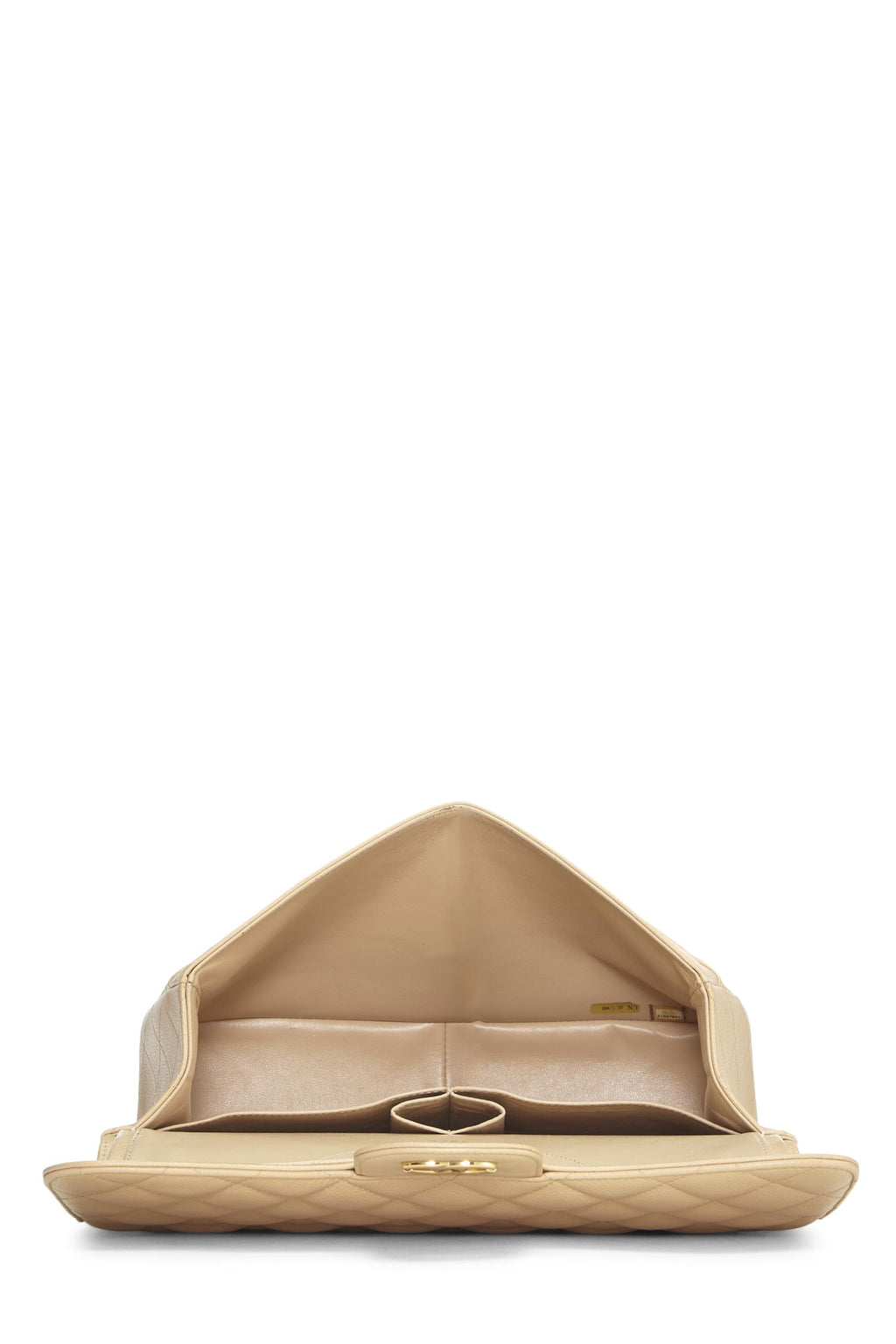 Chanel,  Beige Quilted Caviar New Classic Double Flap Jumbo, Beige