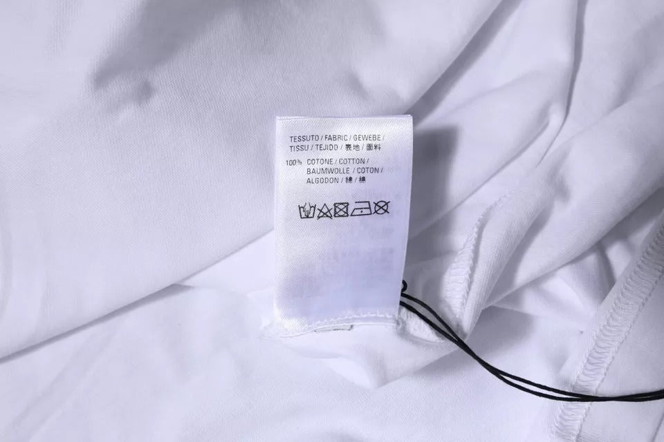 Balenciaga White Logo Cotton Crew Neck Short Sleeves Men's T-shirt