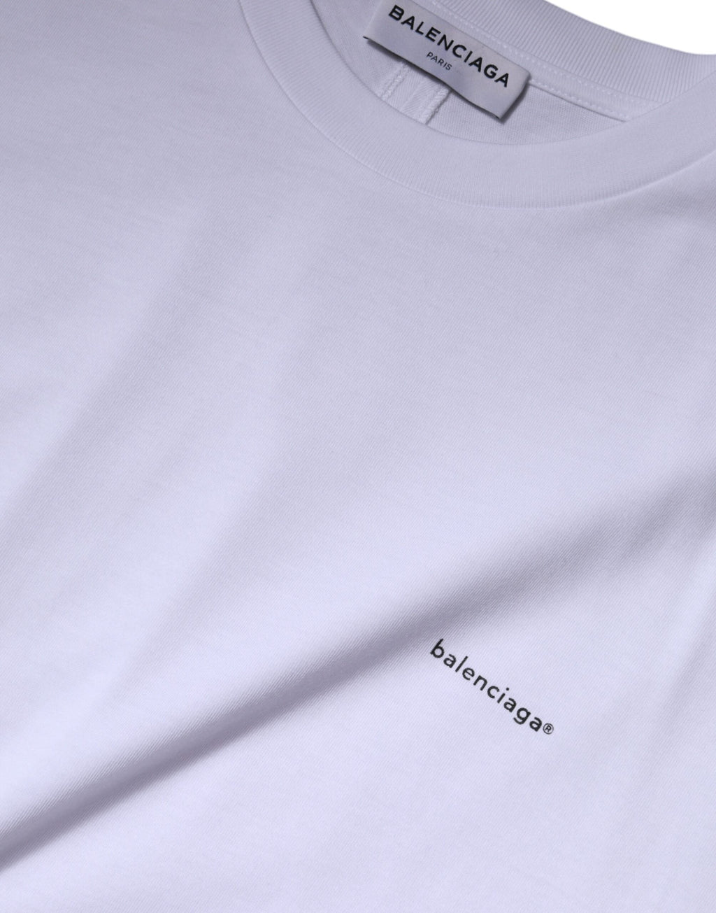 Balenciaga White Logo Cotton Crew Neck Short Sleeves Men's T-shirt