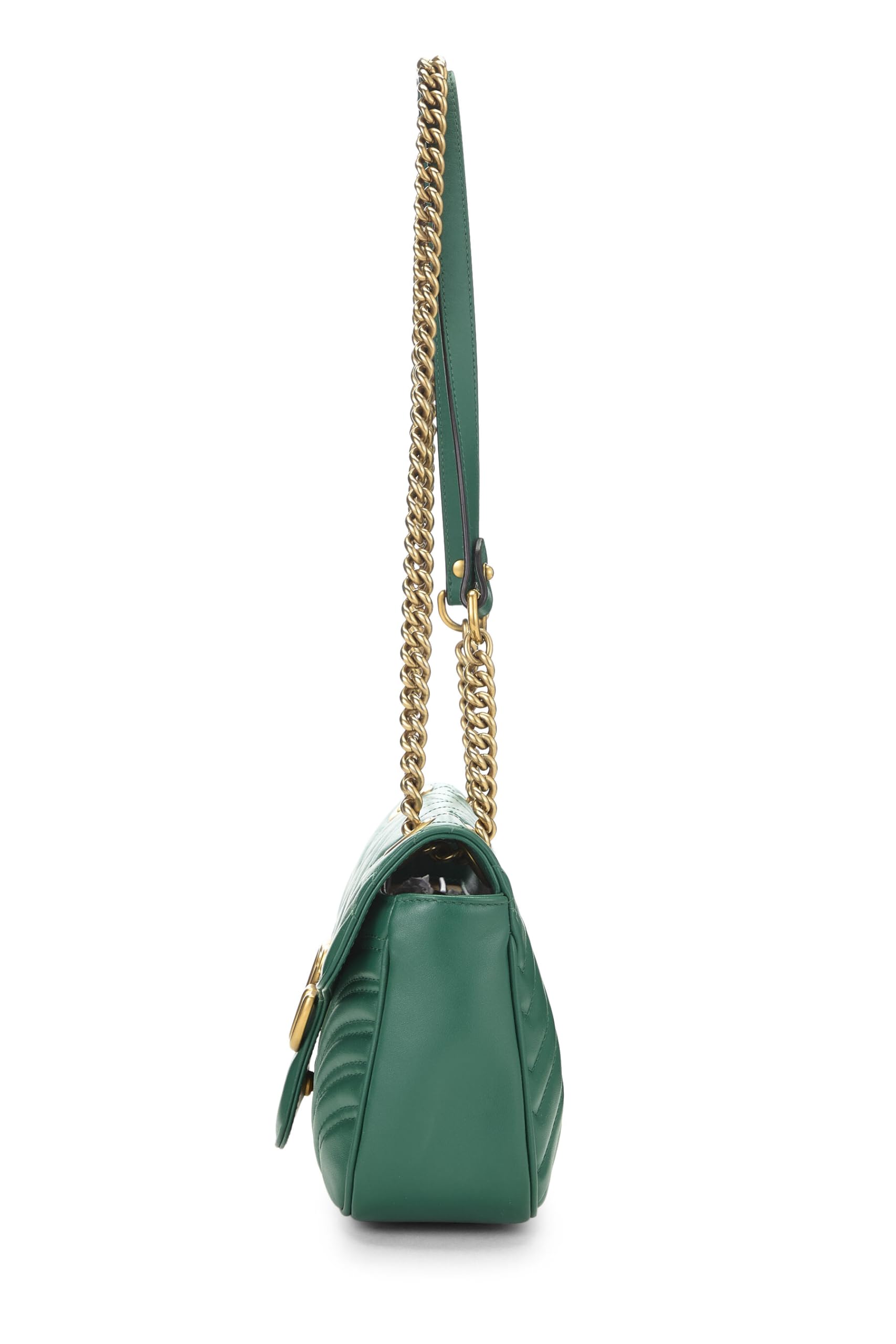 Gucci,  Green Leather GG Marmont Shoulder Bag Small, Green