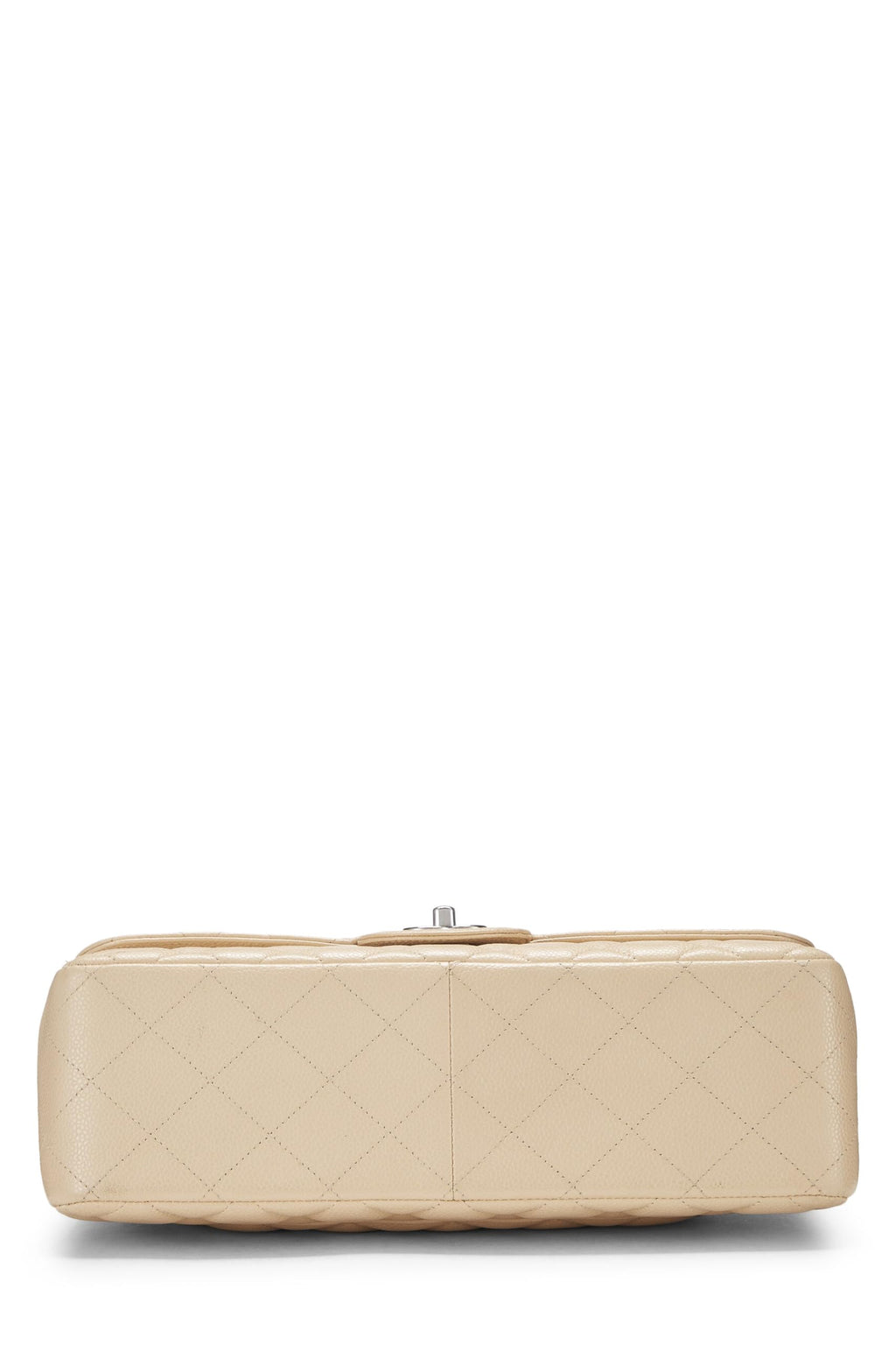 Chanel,  Beige Quilted Caviar New Classic Double Flap Jumbo, Beige