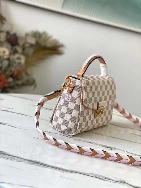 Louis Vuitton Croisette Damier Azur Canvas Pink For Women, WoHandbag, Shoulder And Crossbody Bags 9.8in/25cm Louis Vuitton N50053