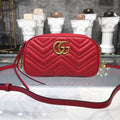 Marmont Small MatelassÃƒÂ© Shoulder Bag Hibiscus Red MatelassÃƒÂ© Chevron For Women 9.5in/24cm 447632 DTD1T 6433