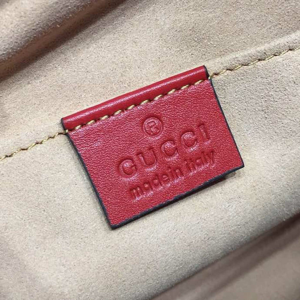 Gucci Marmont Small Matelassé Shoulder Bag Hibiscus Red Matelassé Chevron For Women 9.5in/24cm Gucci 447632 DTD1T 6433