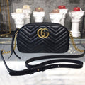 Gucci Marmont Small Matelassé Shoulder Bag Black Matelassé Chevron For Women 9.5in/24cm Gucci 447632 DTD1T 1000