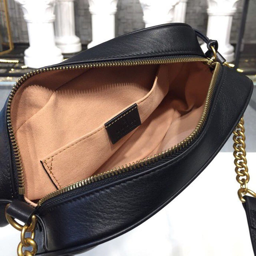 Marmont Small MatelassÃƒÂ© Shoulder Bag Black MatelassÃƒÂ© Chevron For Women 9.5in/24cm 447632 DTD1T 1000