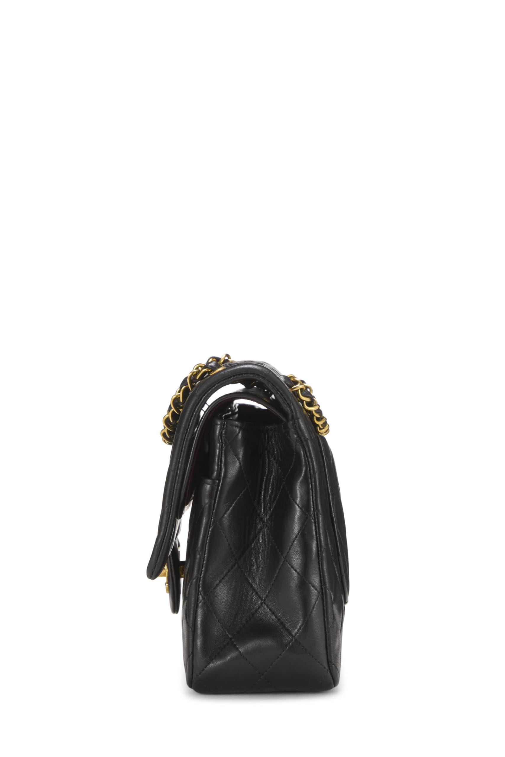 Chanel,  Black Quilted Lambskin Classic Double Flap Medium, Black