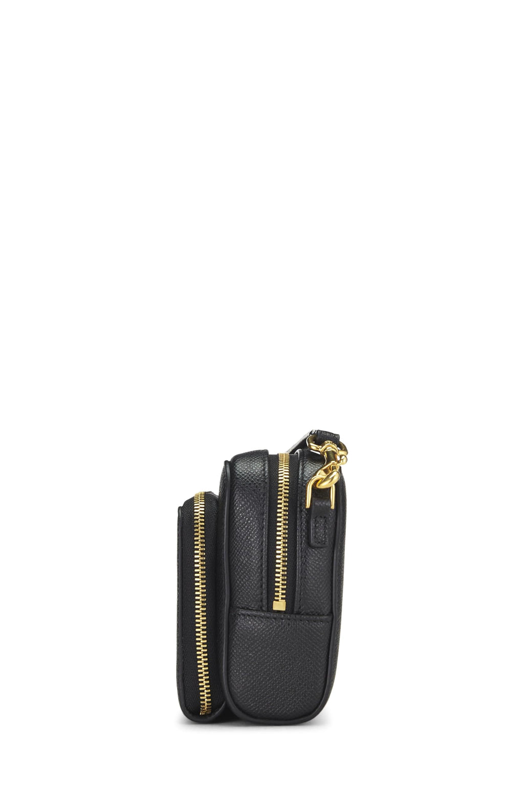 Dioror,  Black Calfskin Caro Double Pouch Crossbody, Black