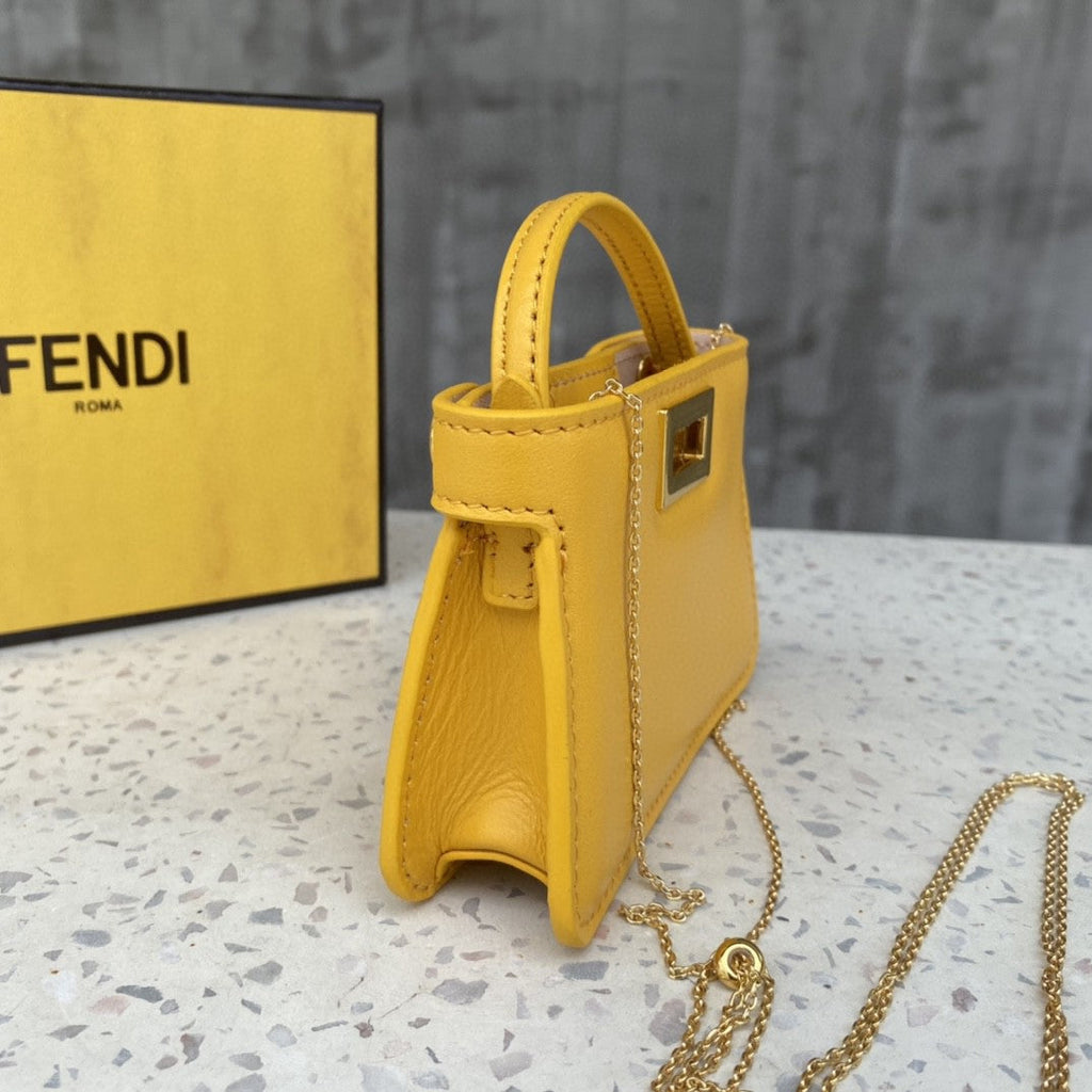 Nano Peekaboo Charm Crossbody Yellow Bag For Woman 12cm/4.5in