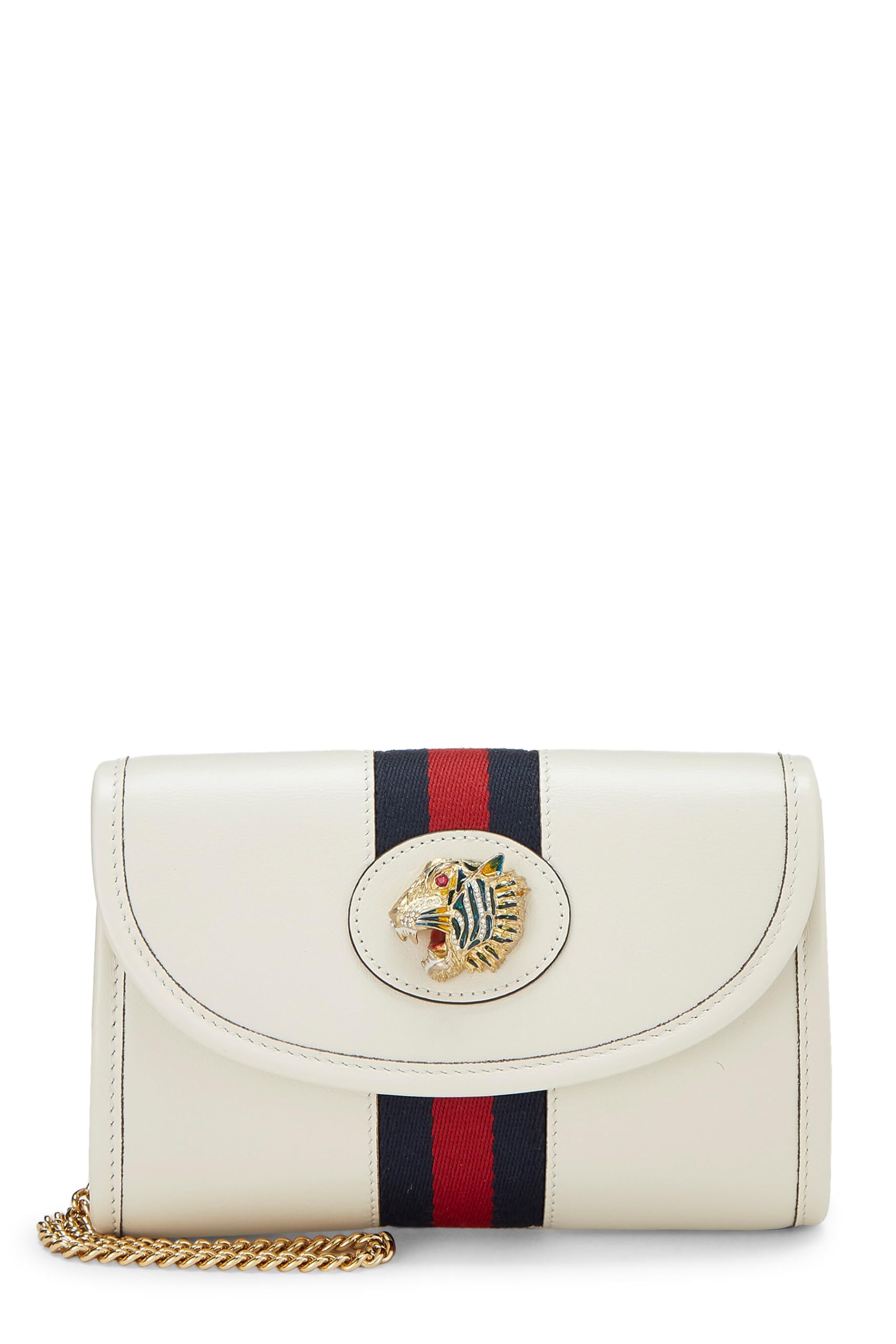 Gucci,  White Leather Web Rajah Shoulder Bag Mini, White