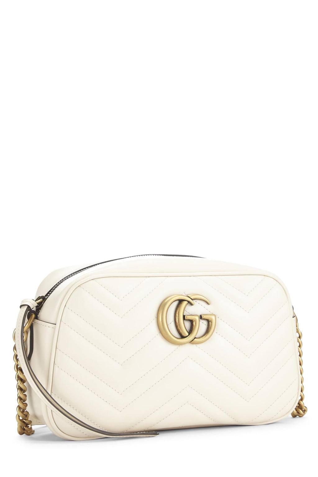 Gucci,  White Leather Gucci Marmont Crossbody Small, White