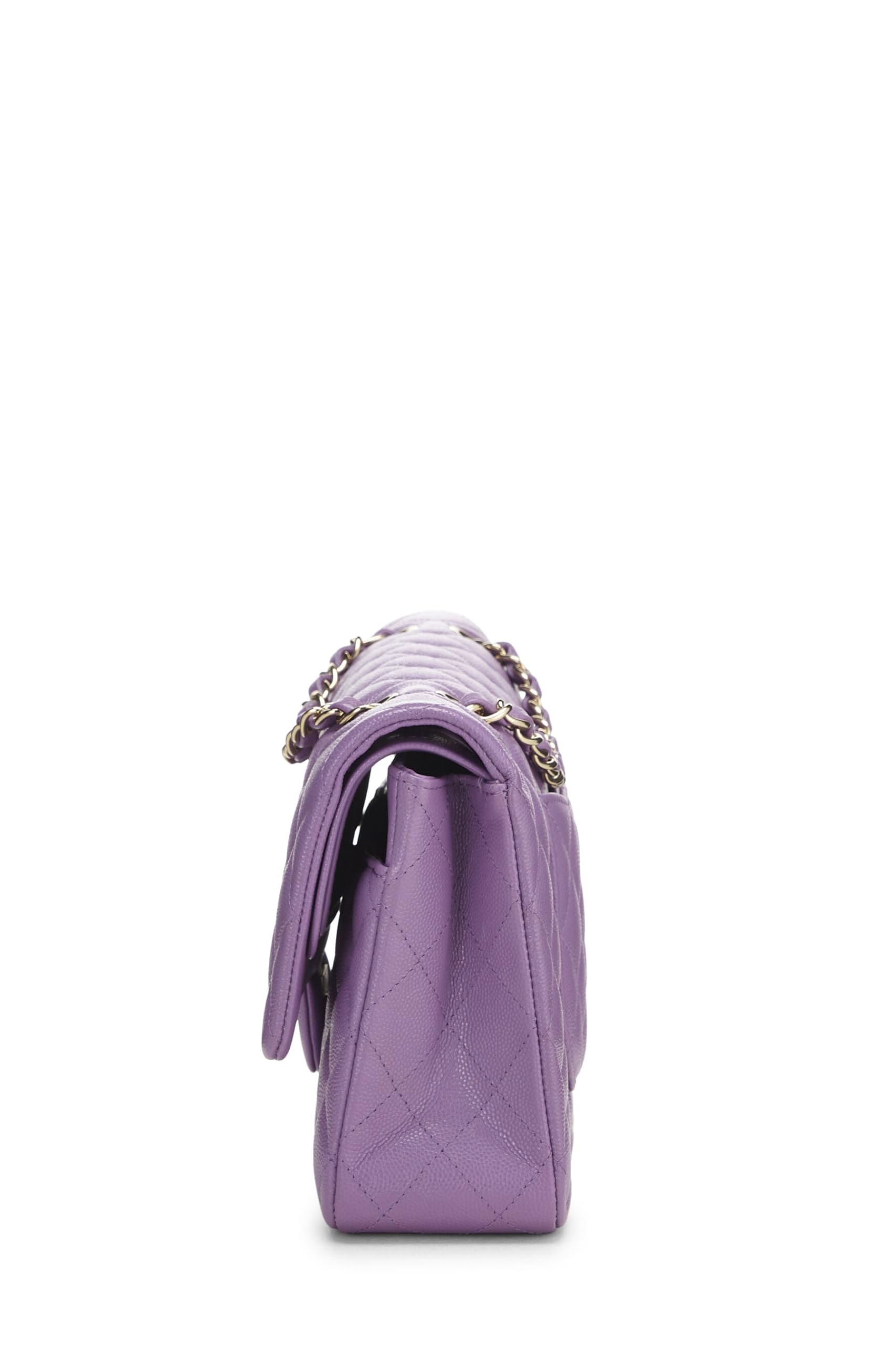Chanel,  Purple Quilted Caviar Classic Double Flap Medium, Purple