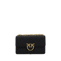 PINKO Black Calf Leather Bos Taurus Shoulder Bag