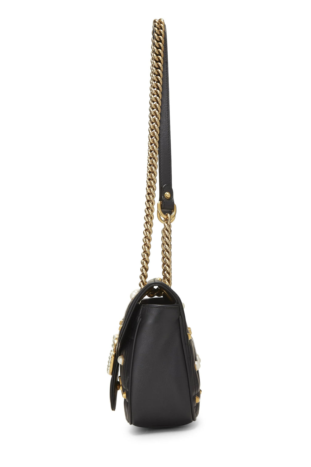 Gucci,  Black Faux Pearl MatelassÃƒÆ’Ã‚Â© Leather Marmont Shoulder Bag Small, Black