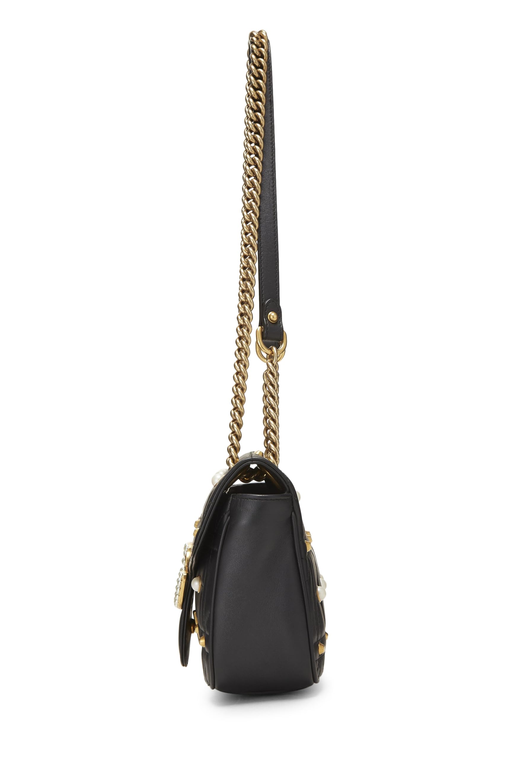 Gucci,  Black Faux Pearl MatelassÃƒÆ’Ã‚Â© Leather Marmont Shoulder Bag Small, Black