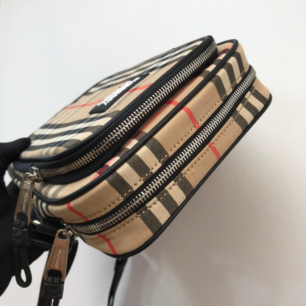 Vintage Check And Crossbody Bag For Men, Bags 8.7in/22cm