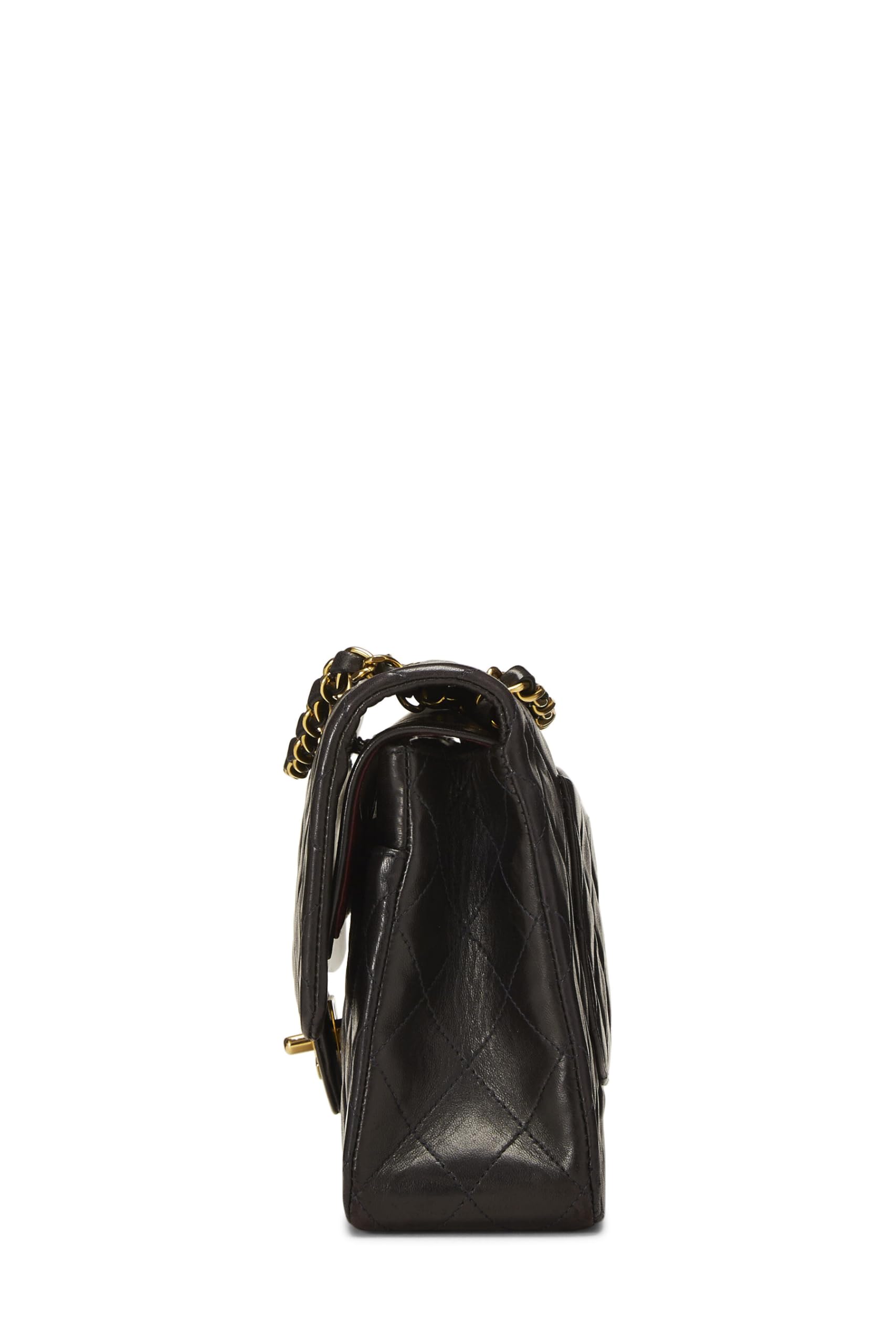 Chanel,  Black Quilted Lambskin Classic Double Flap Medium, Black