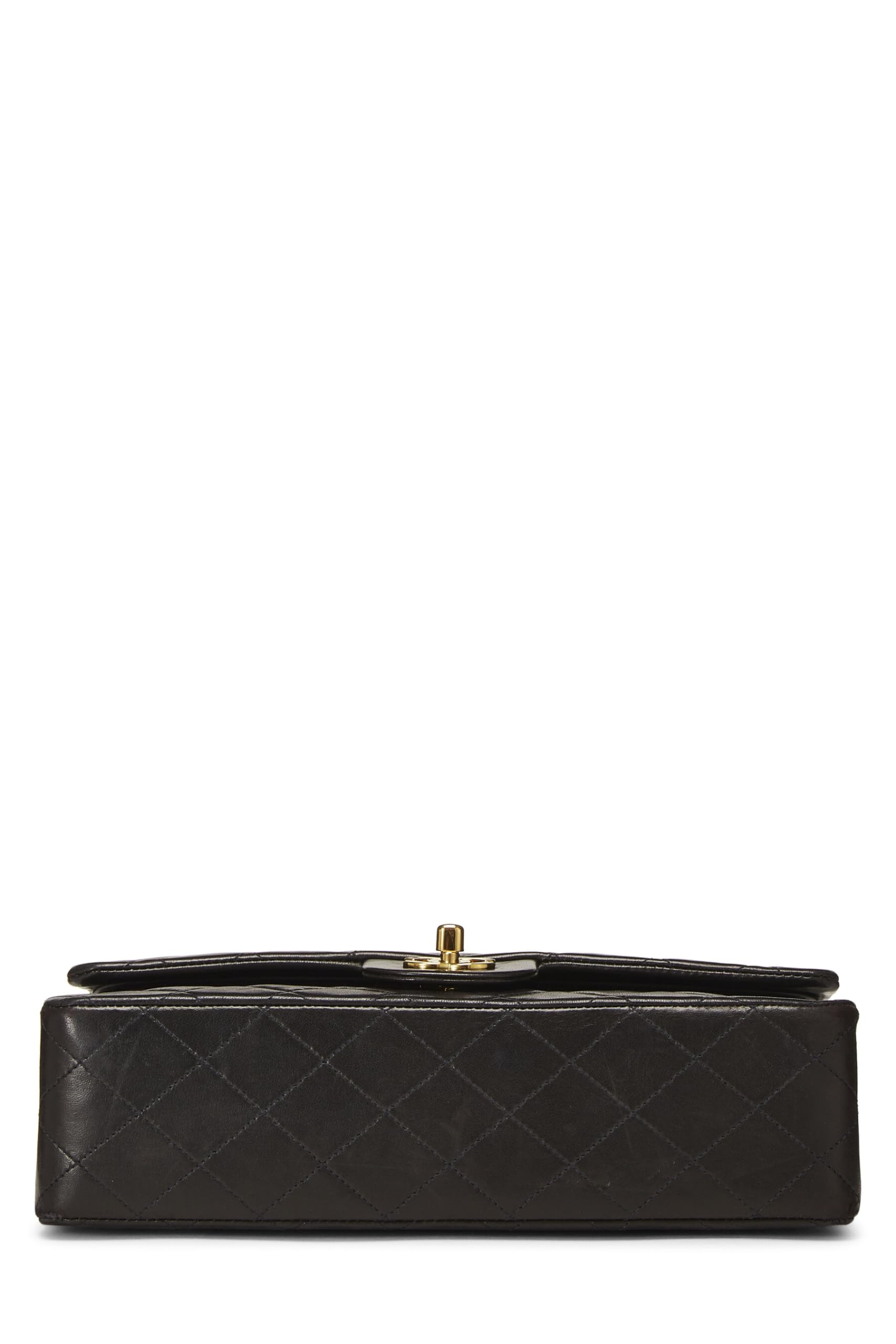 Chanel,  Black Quilted Lambskin Classic Double Flap Medium, Black