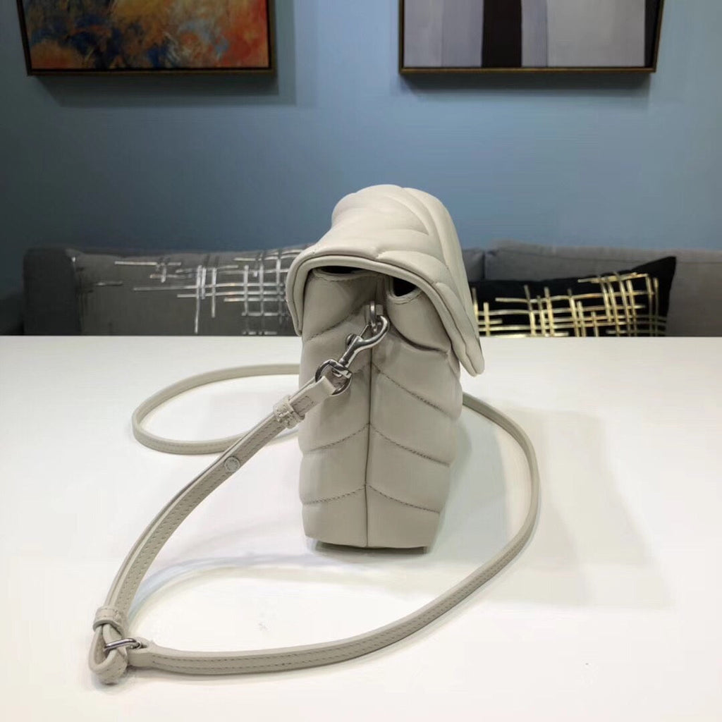 Loulou Mini Shoulder Bag White For Women 7in/18cm YSL