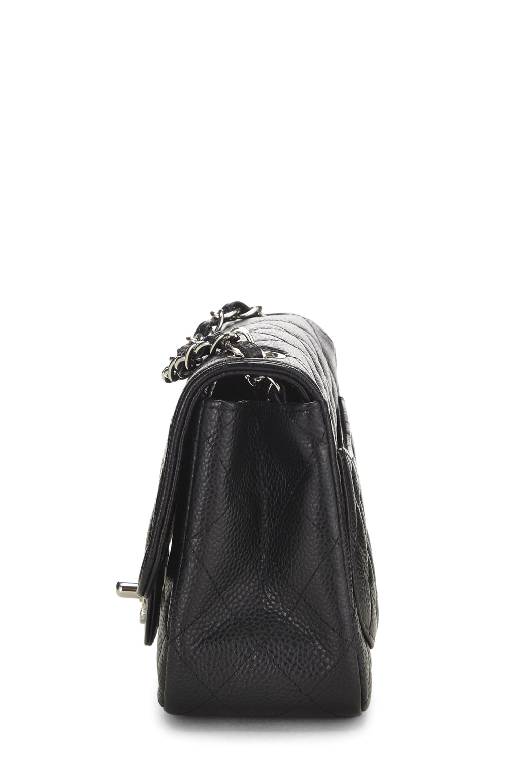Chanel,  Black Quilted Caviar Classic Square Flap Mini, Black