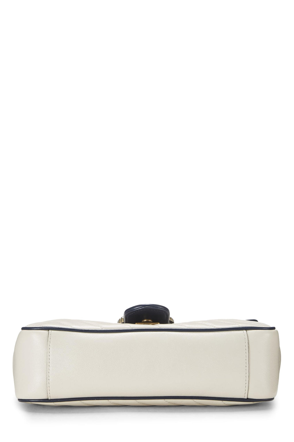 Gucci,  White Leather Torchon GG Marmont Shoulder Bag Small, White
