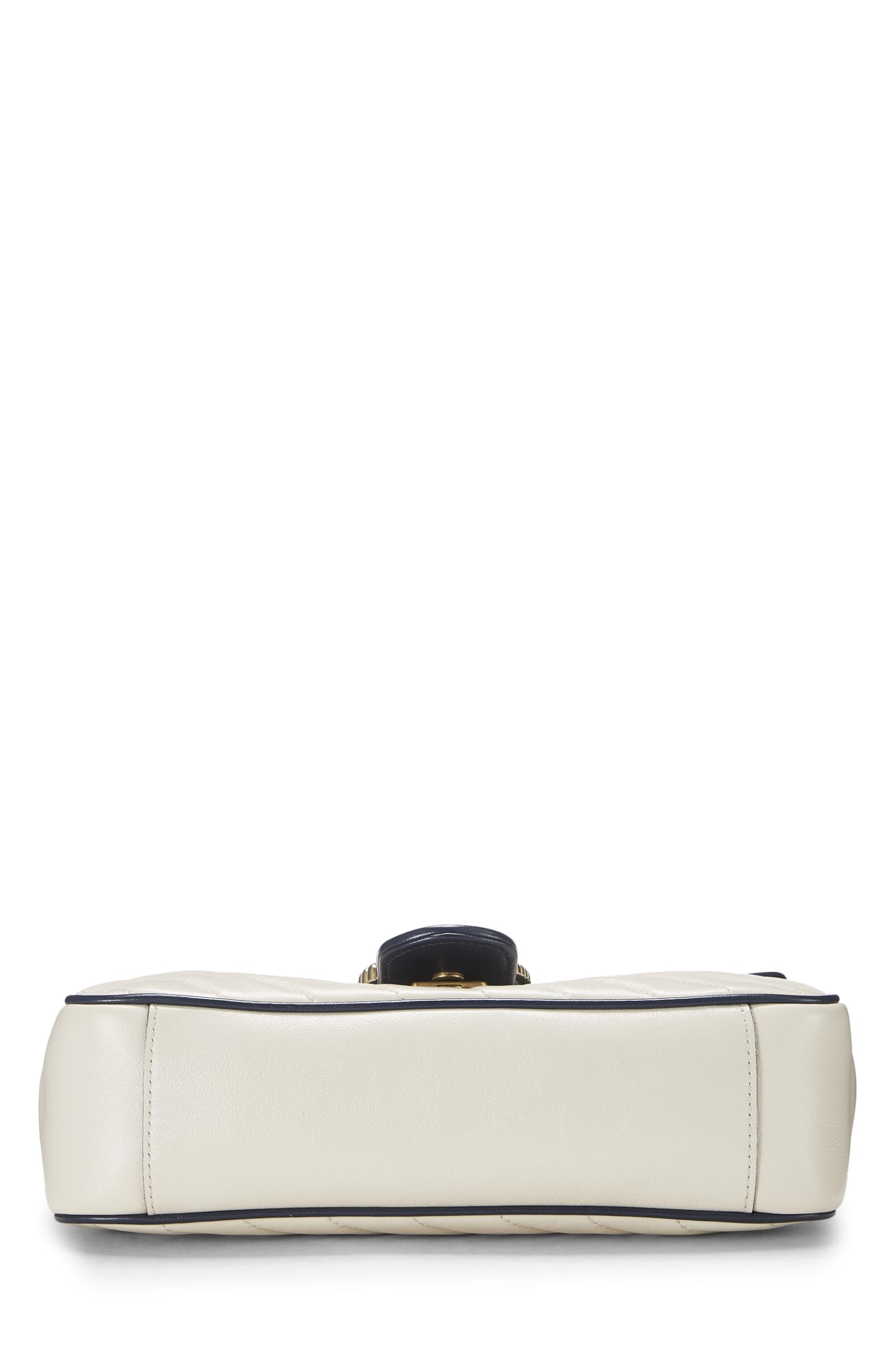 Gucci,  White Leather Torchon GG Marmont Shoulder Bag Small, White