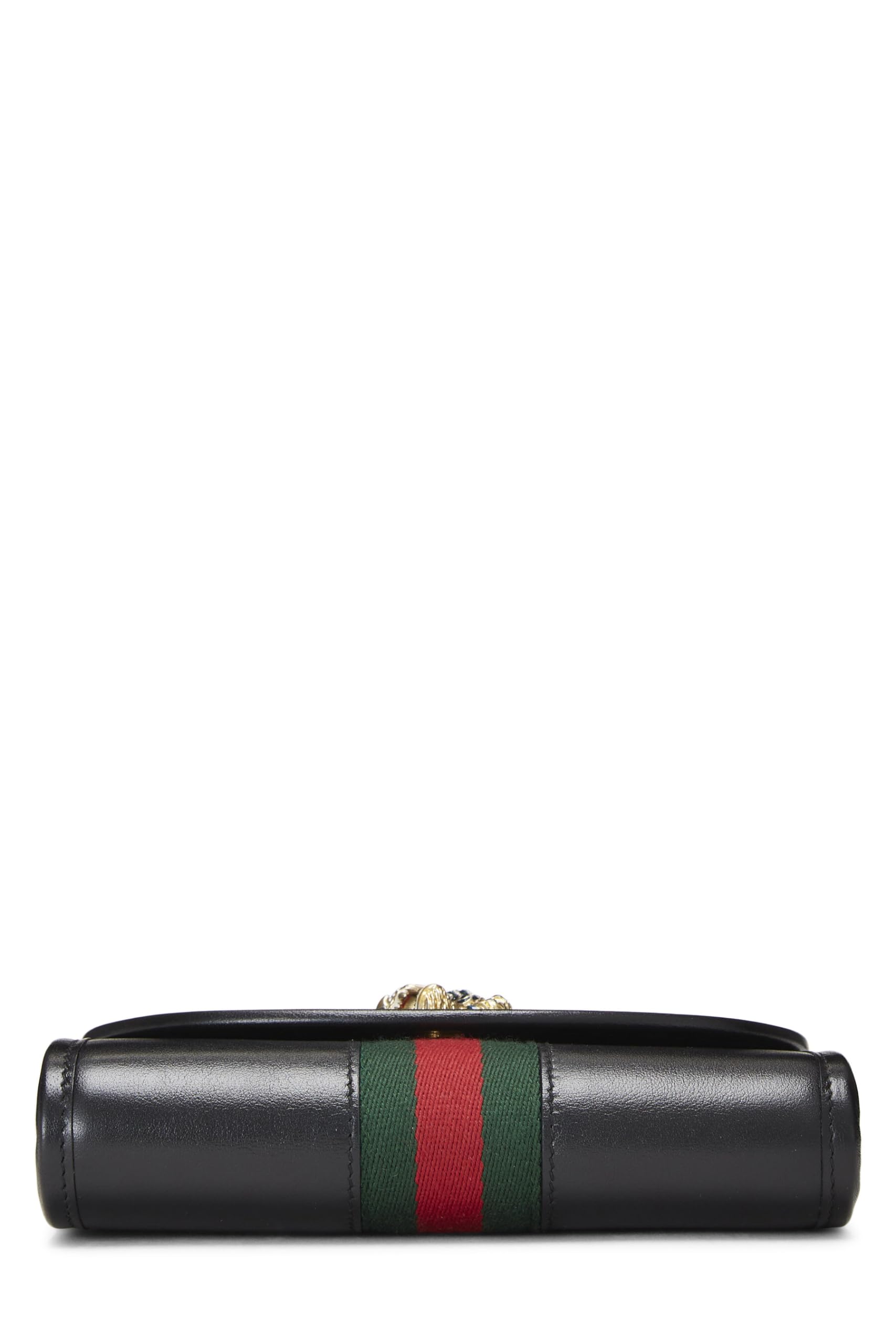 Gucci,  Black Leather Web Rajah Shoulder Bag Mini, Black