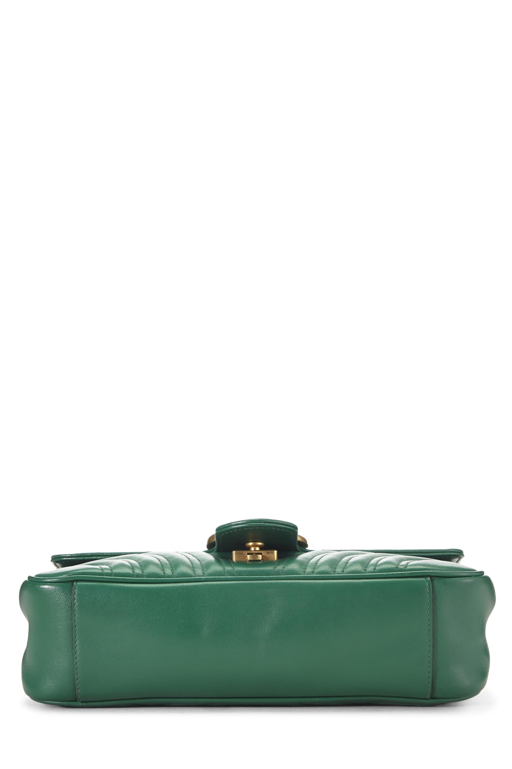 Gucci,  Green Leather MatelassÃƒÆ’Ã‚Â© Marmont Shoulder Bag Small, Green