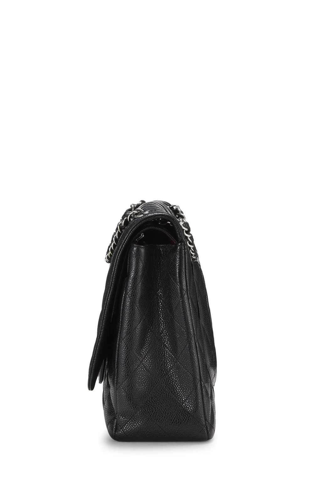 Chanel,  Black Quilted Caviar New Classic Double Flap Maxi, Black