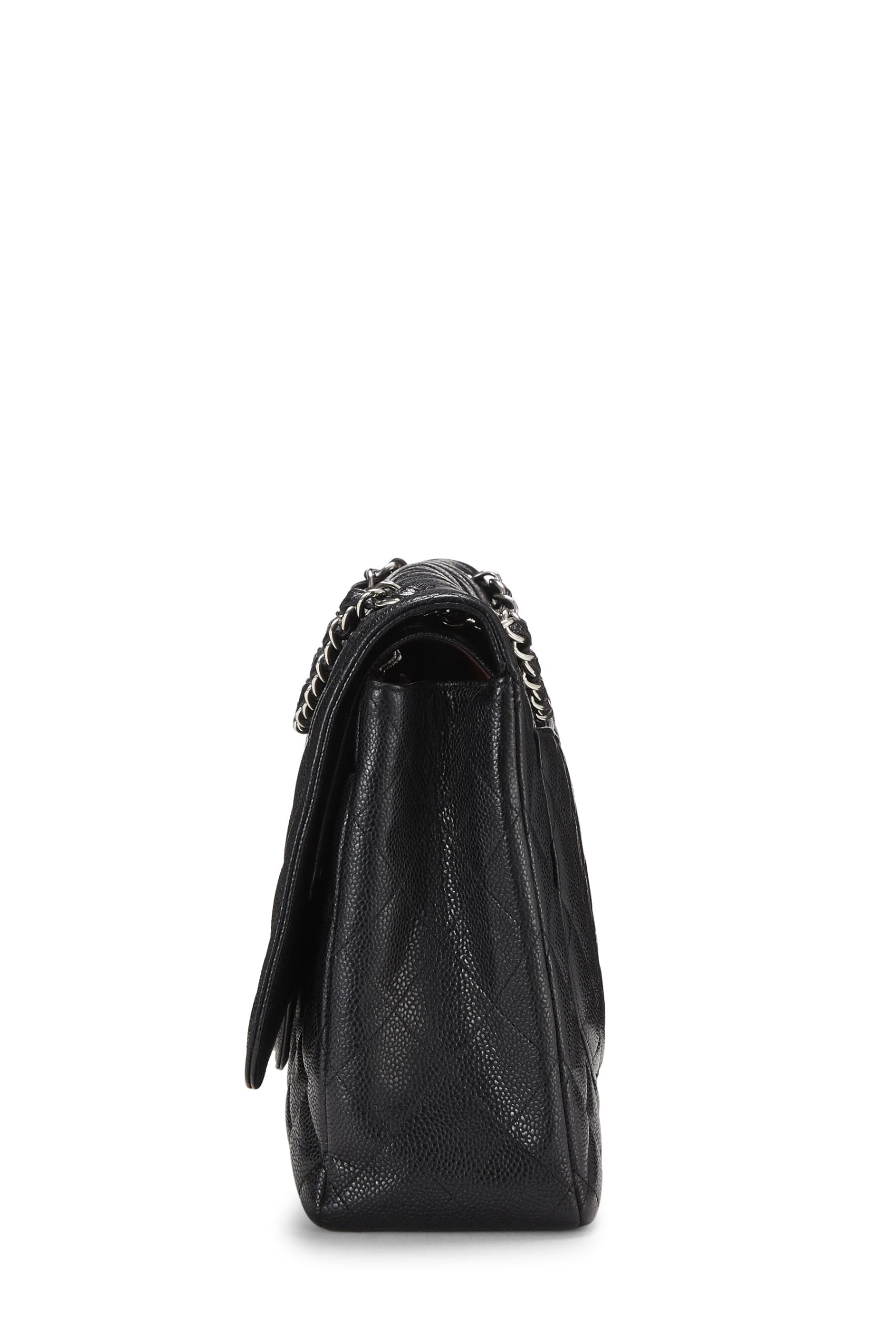 Chanel,  Black Quilted Caviar New Classic Double Flap Maxi, Black