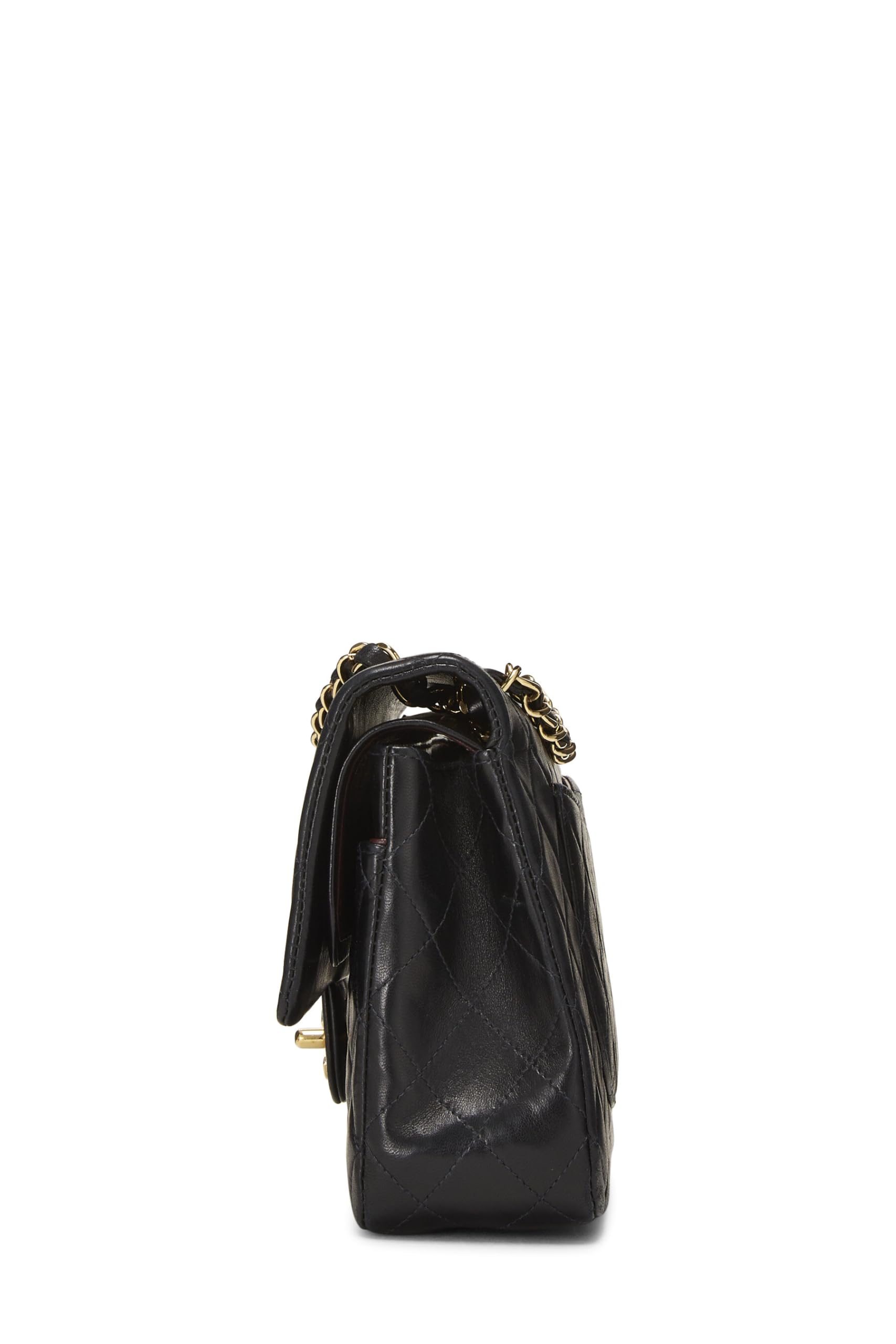 Chanel,  Black Quilted Lambskin Classic Double Flap Medium, Black