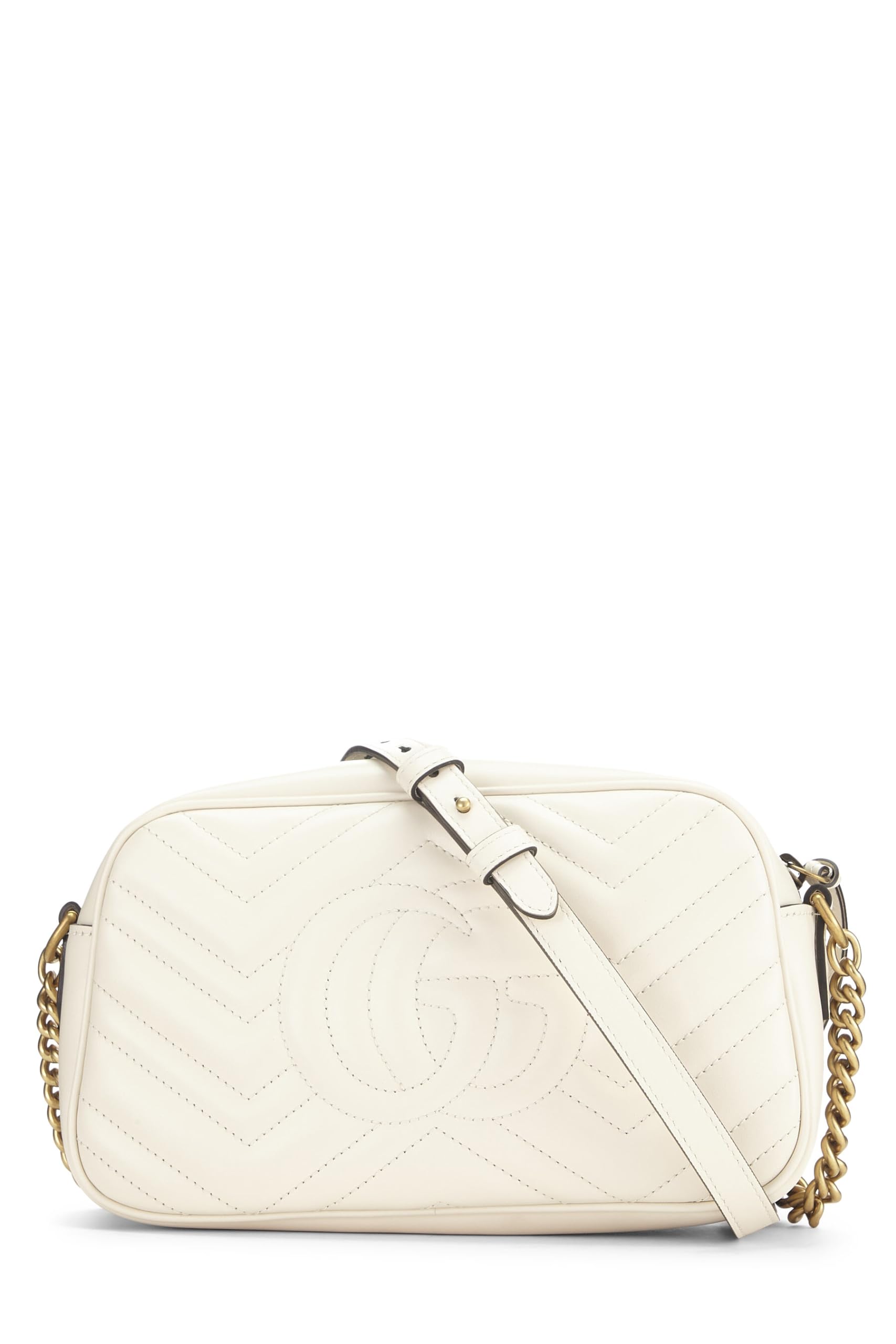 Gucci,  White Leather Gucci Marmont Crossbody Small, White