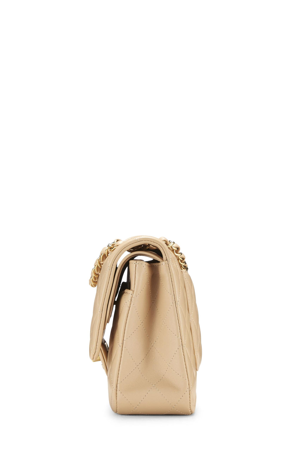 Chanel,  Beige Quilted Lambskin Classic Double Flap Medium, Beige