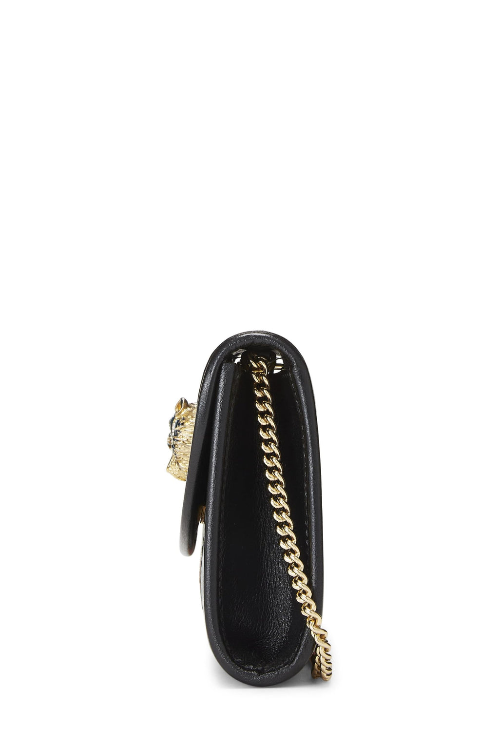 Gucci,  Black Leather Web Rajah Shoulder Bag Mini, Black