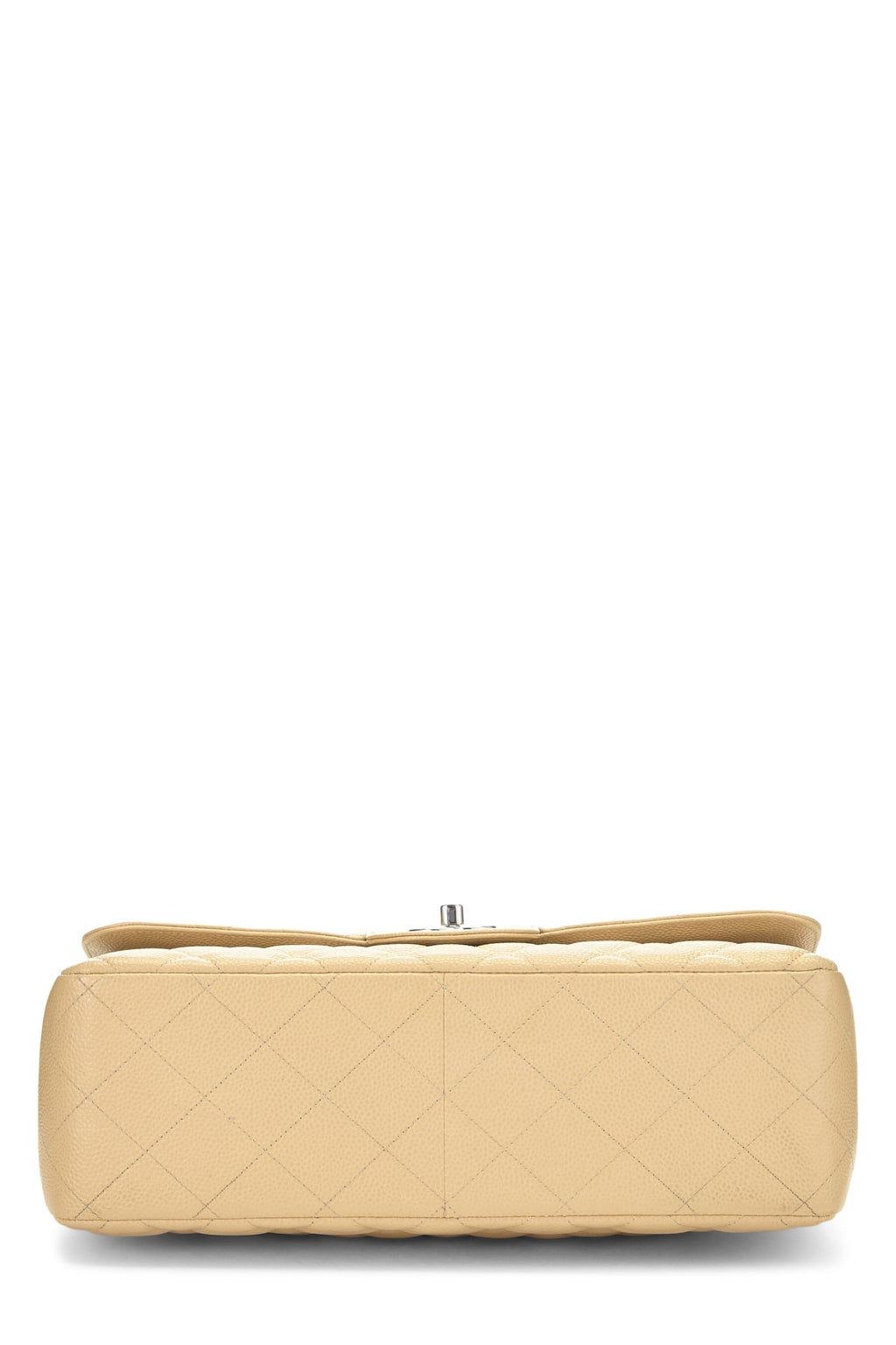 Chanel,  Beige Quilted Caviar New Classic Double Flap Jumbo, Beige