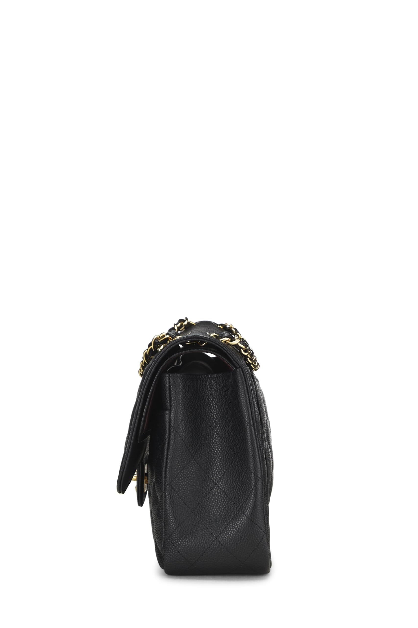 Chanel,  Black Quilted Caviar New Classic Double Flap Jumbo, Black