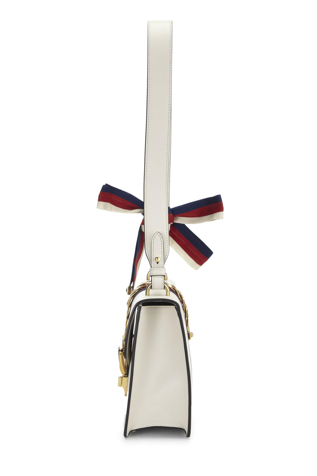 Gucci,  White Leather SyLouis Vuittonie Shoulder Bag, White