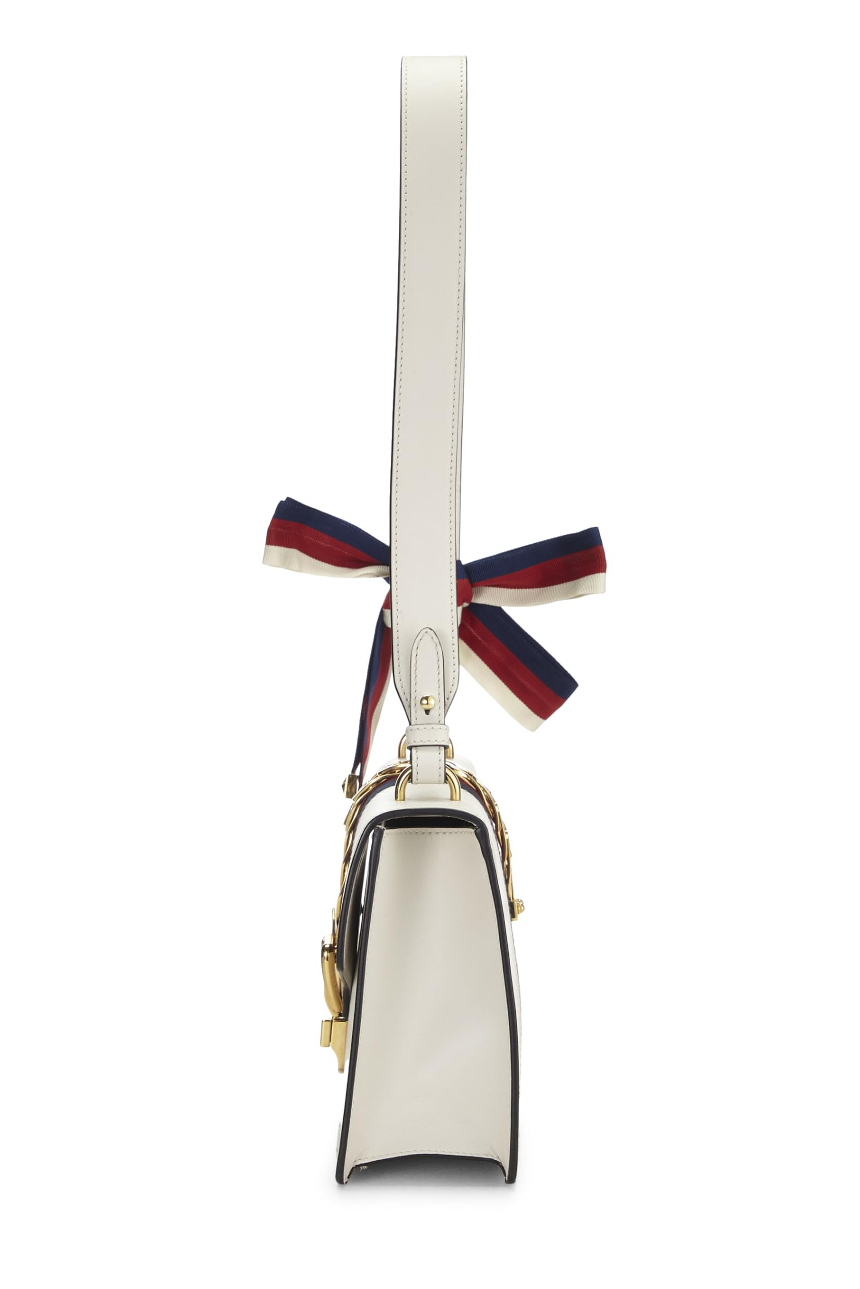 Gucci,  White Leather SyLouis Vuittonie Shoulder Bag, White