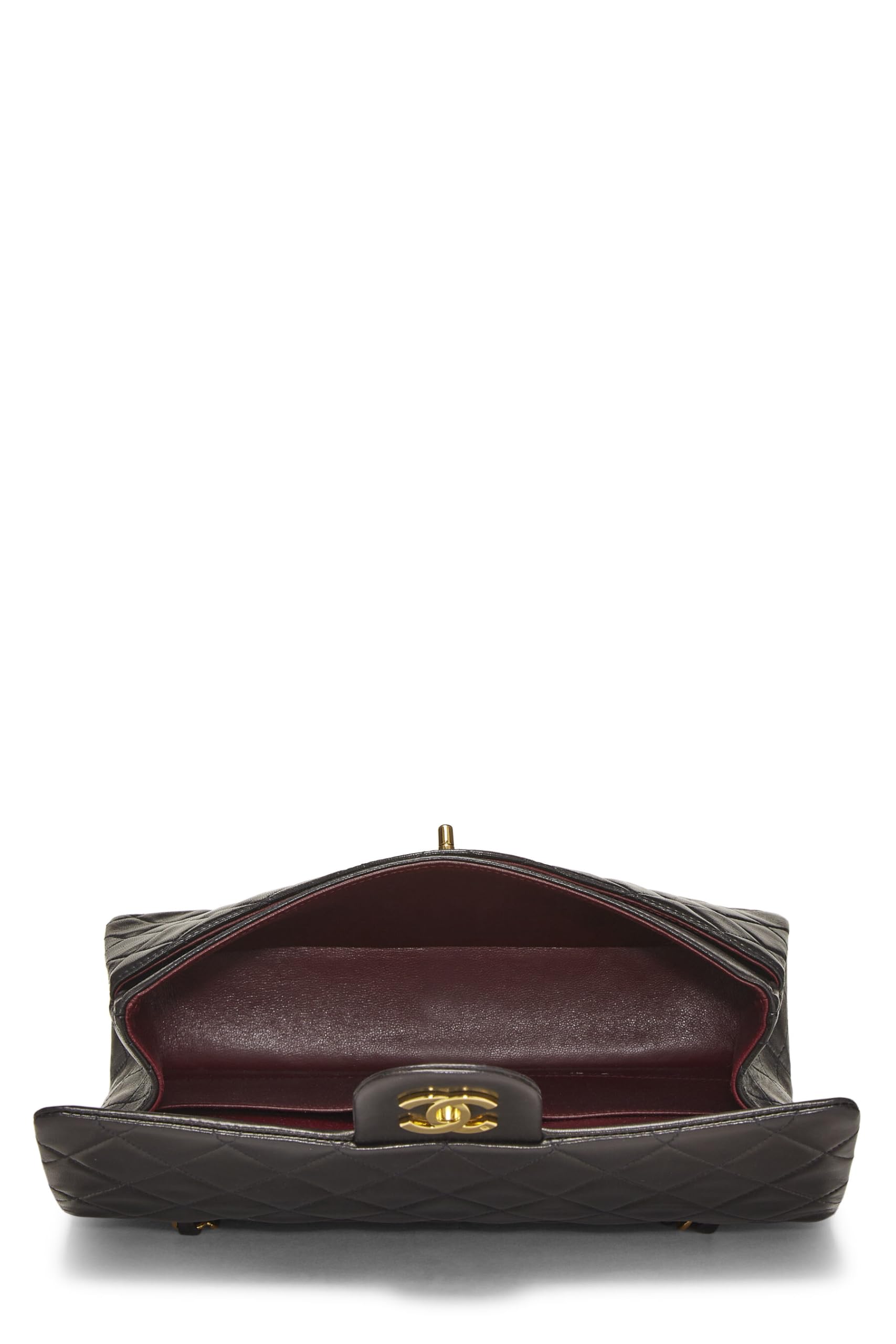 Chanel,  Black Quilted Lambskin Classic Double Flap Medium, Black