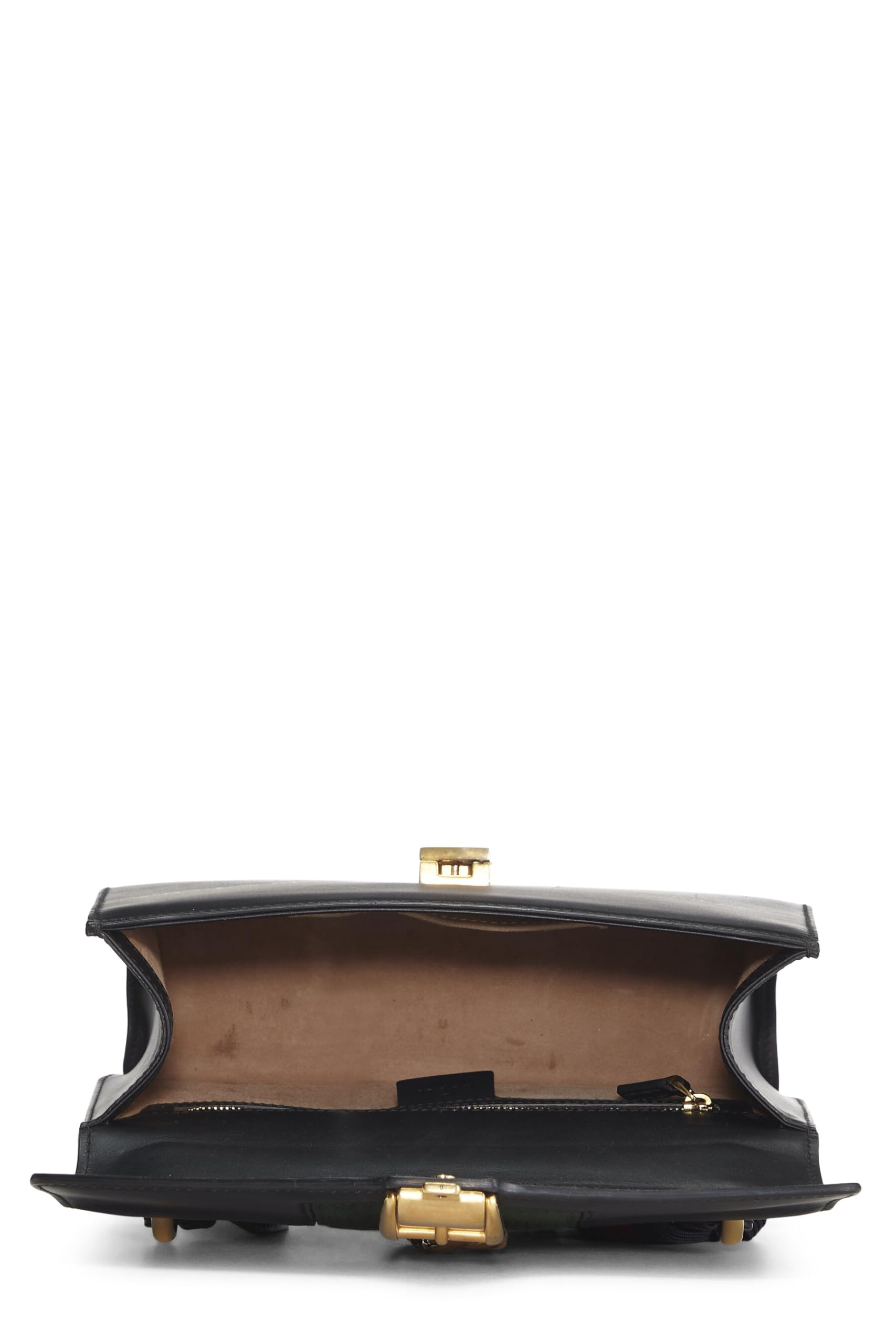 Gucci,  Black Leather Web SyLouis Vuittonie Shoulder Small, Black