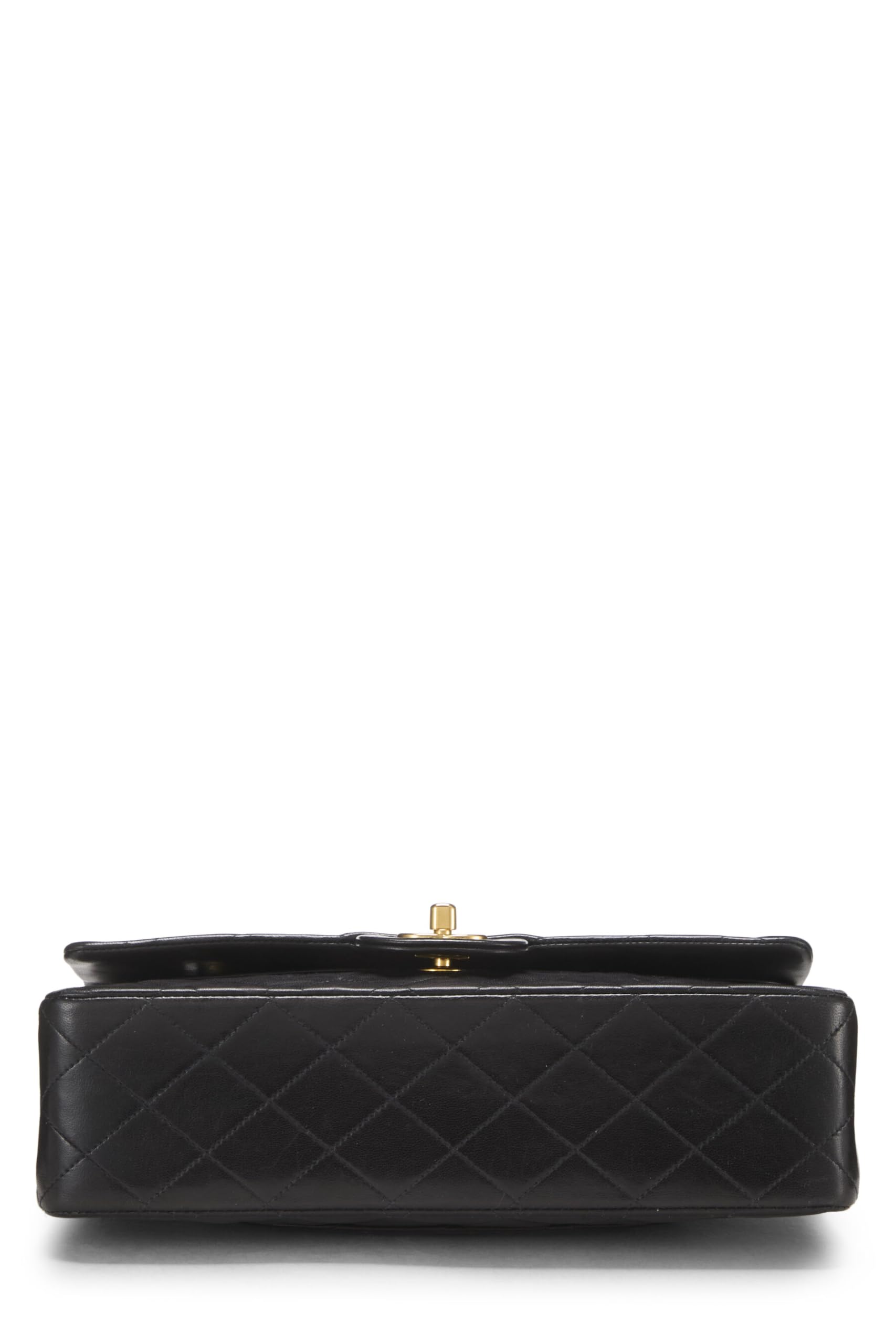 Chanel,  Black Quilted Lambskin Classic Double Flap Medium, Black