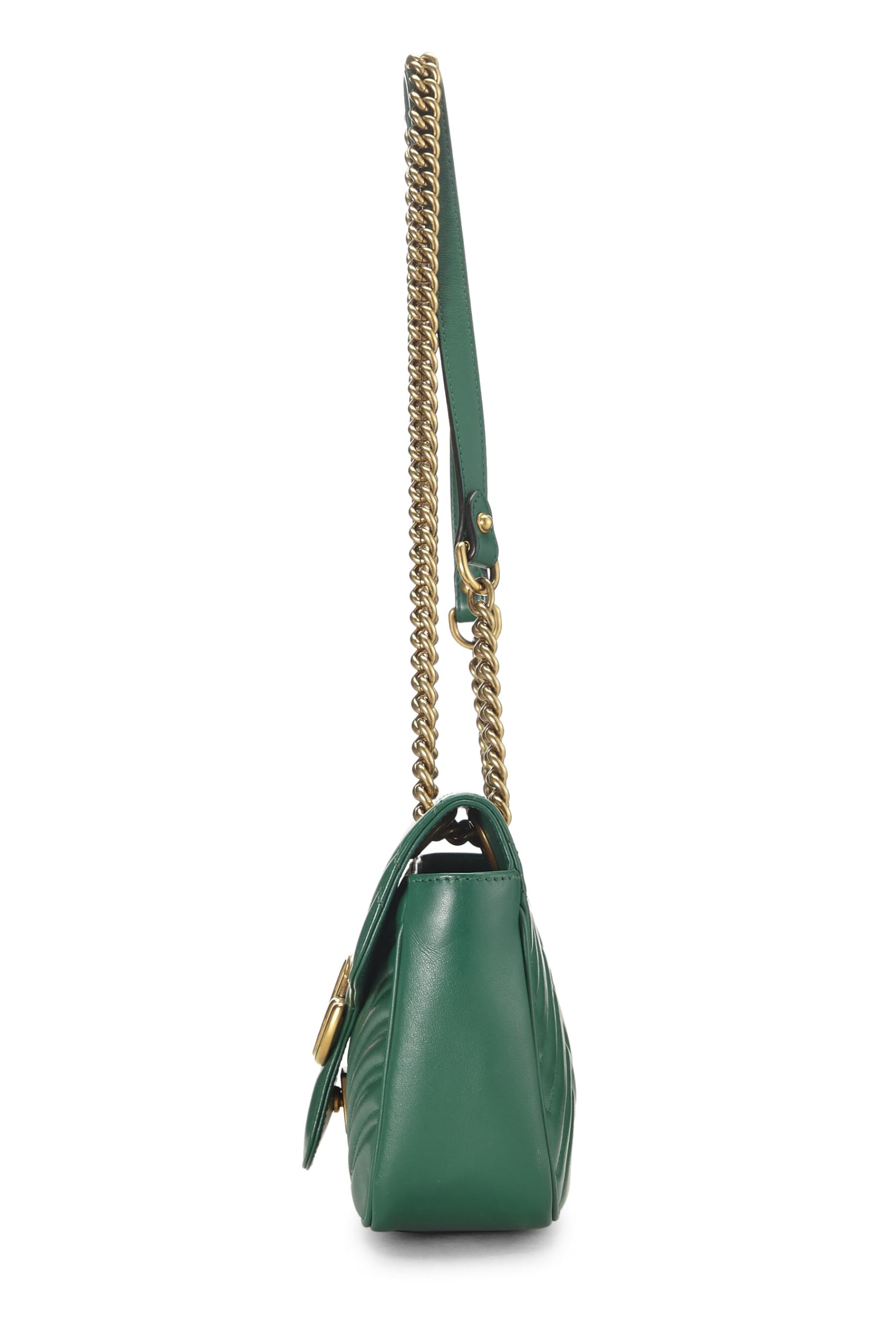 Gucci,  Green Leather GG Marmont Shoulder Bag Small, Green