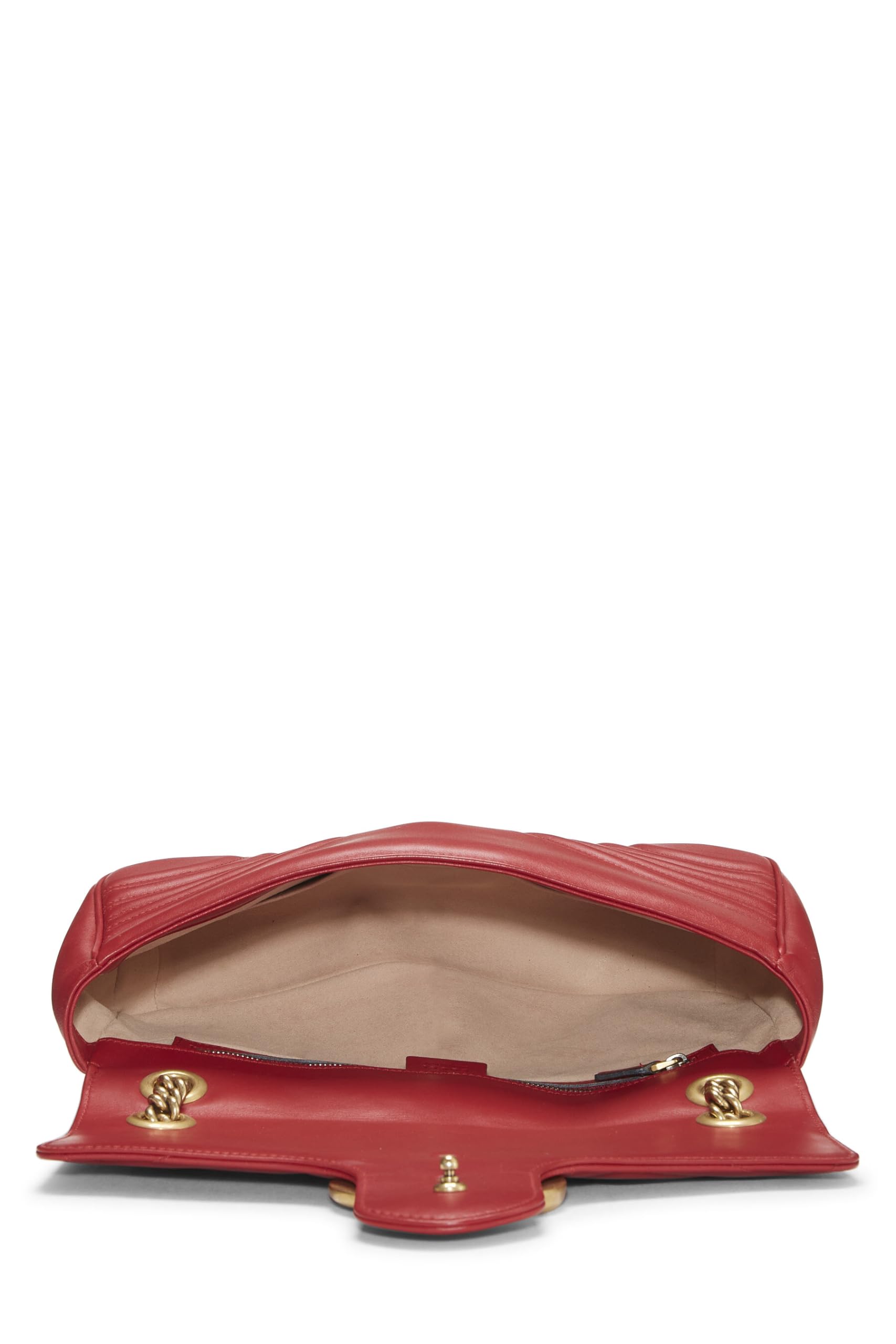 Gucci,  Red Leather GG Marmont Shoulder Bag, Red