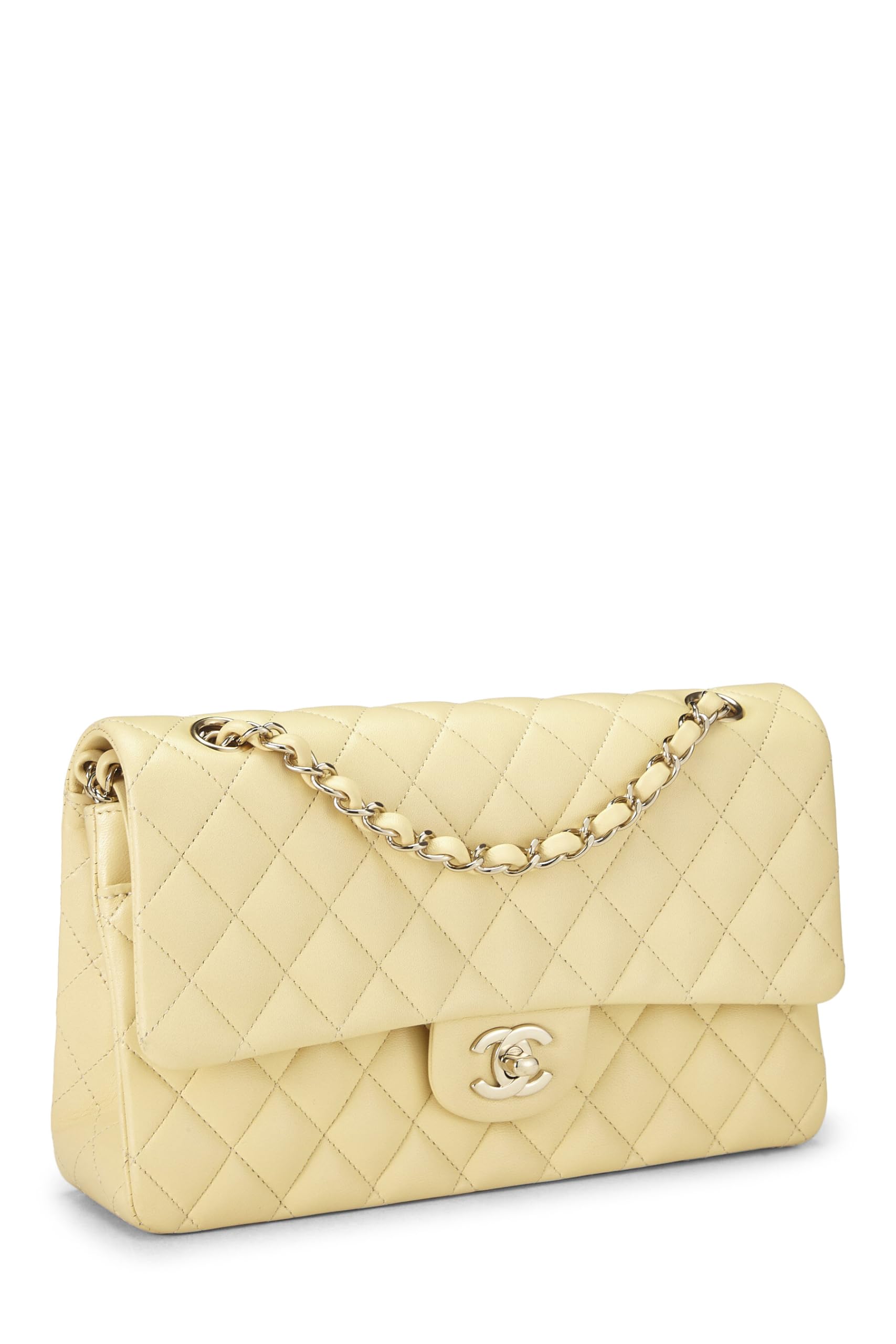 Chanel,  Yellow Calfskin Classic Double Flap Medium, Yellow