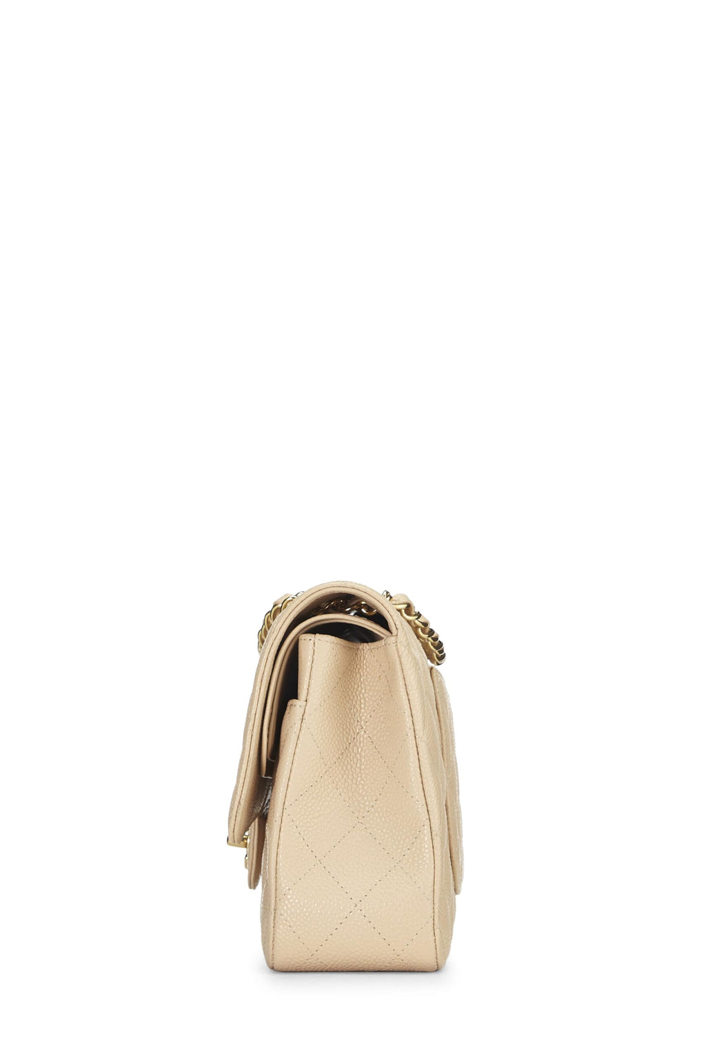 Chanel,  Beige Quilted Lambskin Classic Double Flap Medium, Beige
