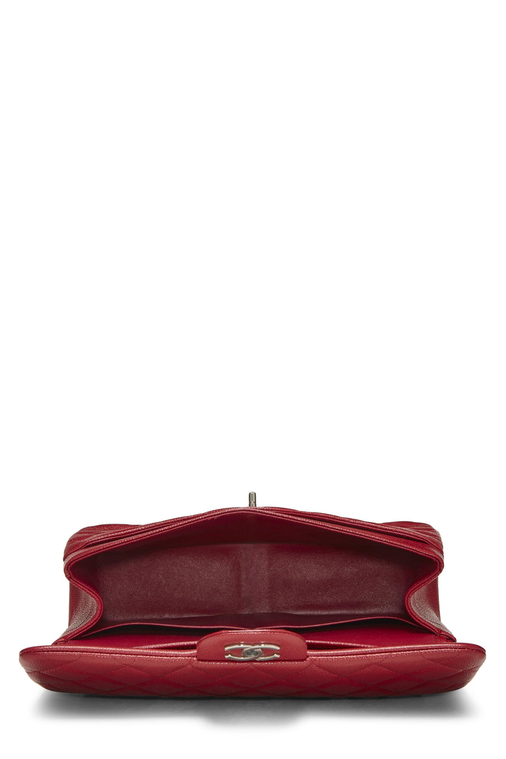 Chanel,  Red Quilted Caviar New Classic Double Flap Jumbo, Red