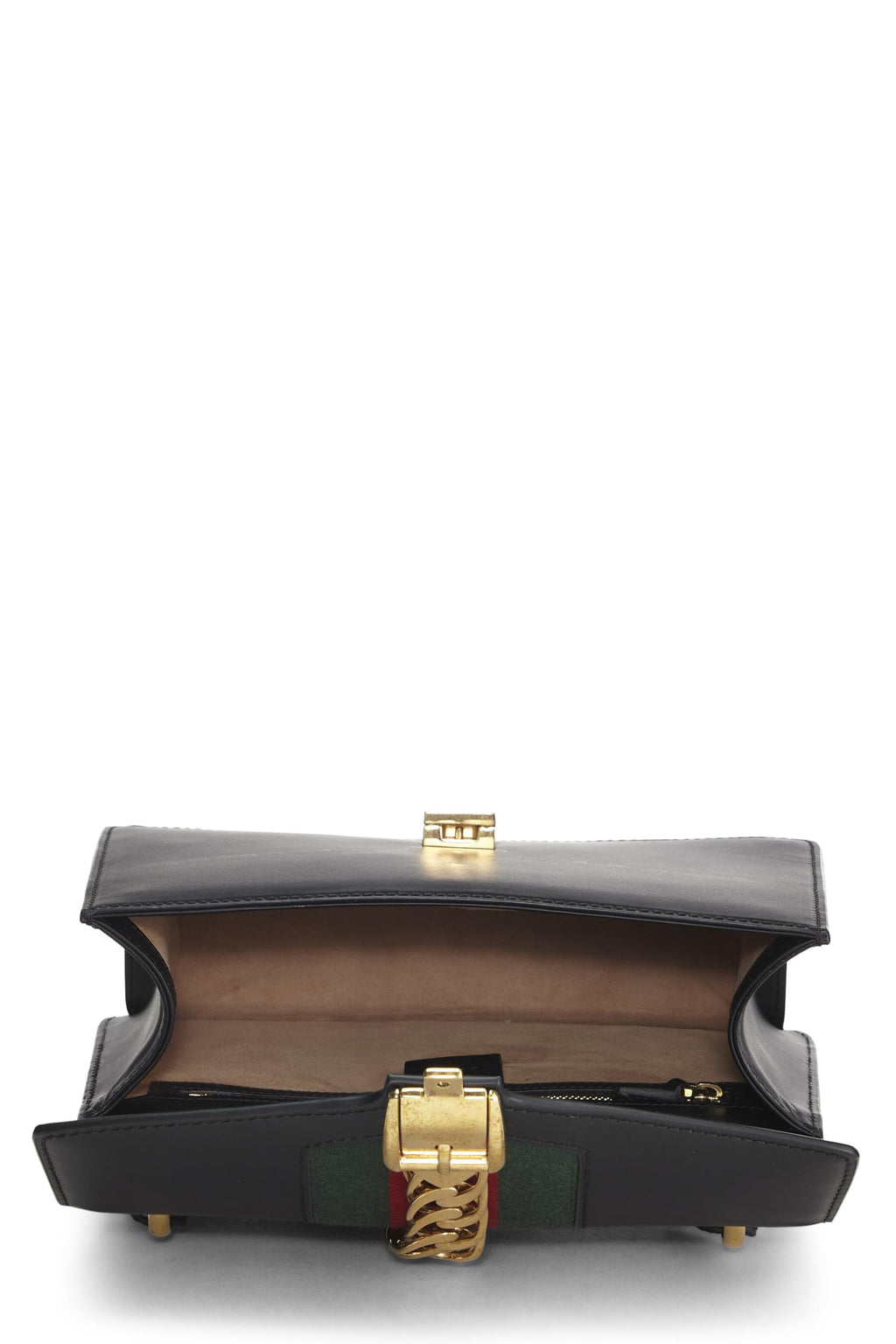 Gucci,  Black Leather Web SyLouis Vuittonie Shoulder Small, Black