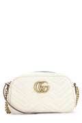 Gucci,  White Leather Gucci Marmont Crossbody Small, White